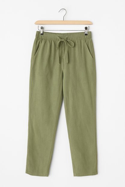 Pantalon de Lino Verde Oliva