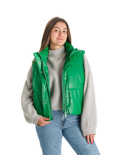 Chaleco Puffer Verde Moda Mujer Tendencia