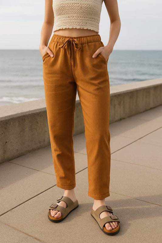 Pantalon Lino Camel 