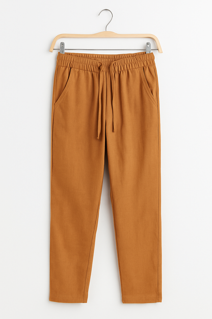 Pantalon Lino Camel Percha