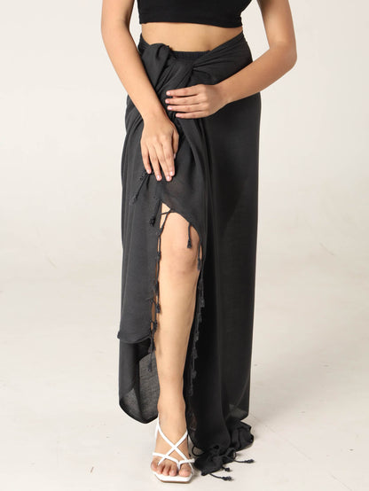 Clasicones pareo negro de algodón natural hecho en india estilo minimalista